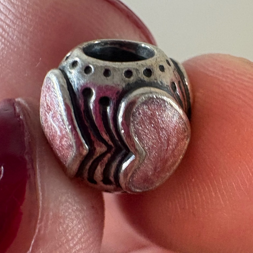 Pandora Sterling Silver Pink Rose Enamel Heart Bead | Love Charm - Picture 6 of 6